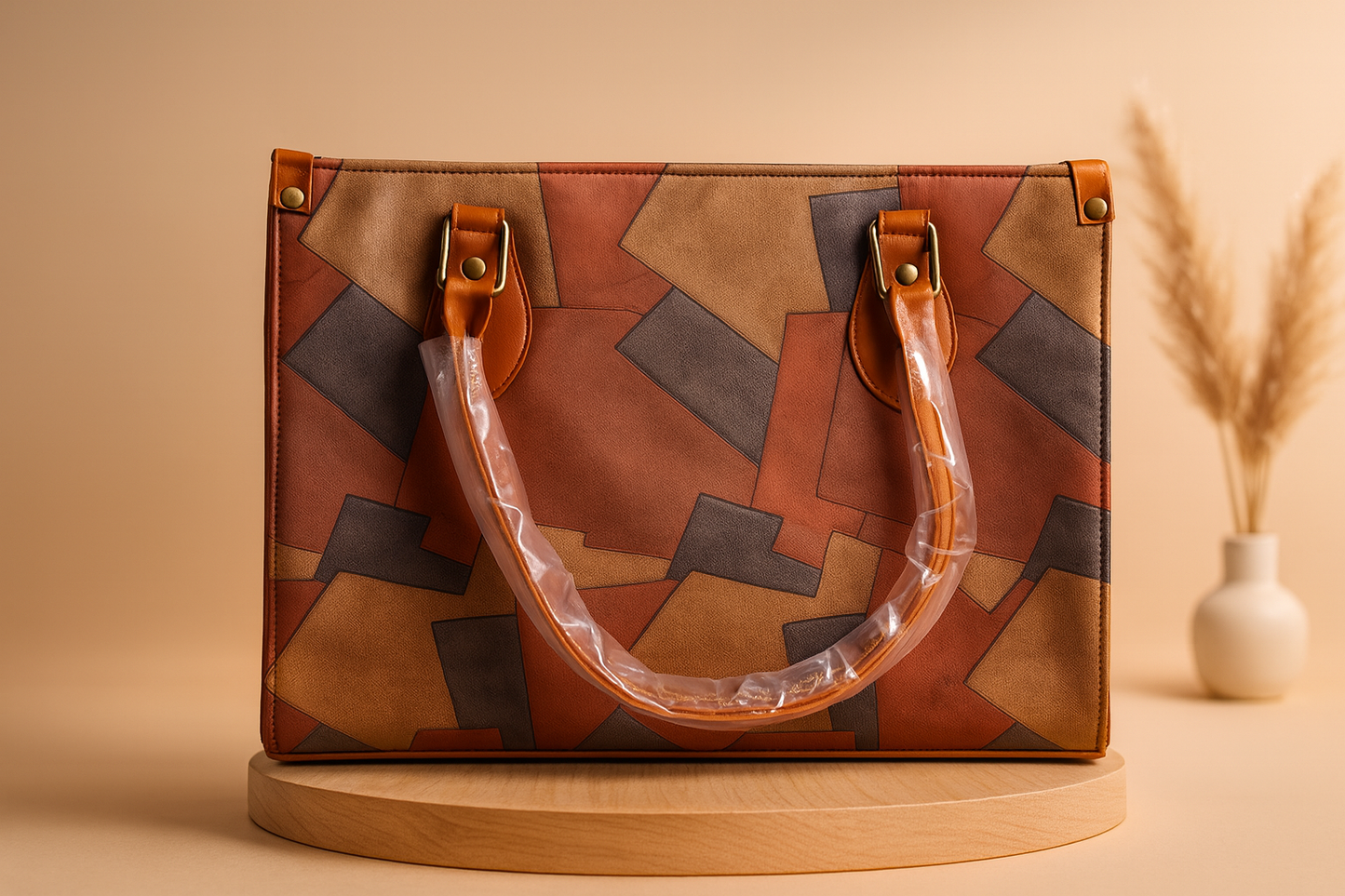 Patchwork GG Luxury Tote Bag – Multi-Tone Brown with Gold Detailing
