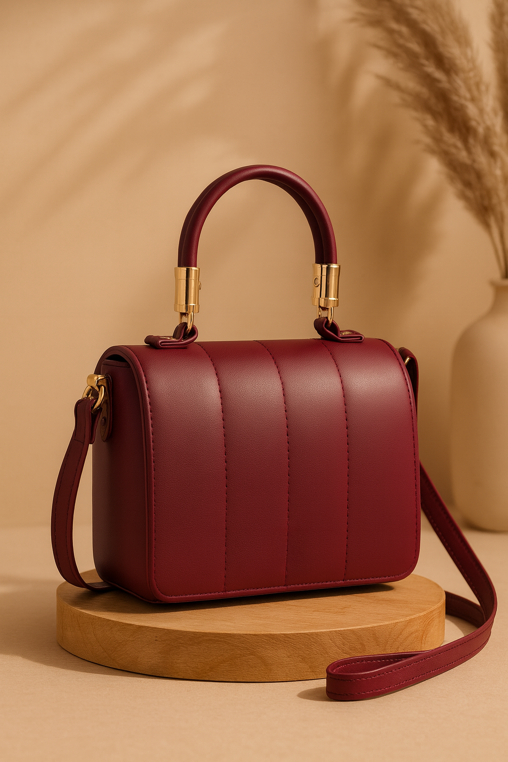 Burgundy Royale Quilted Chain Bag
