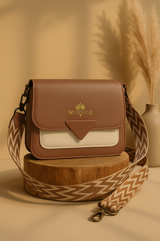 Woodland Premium Crossbody Bag – Brown & Cream